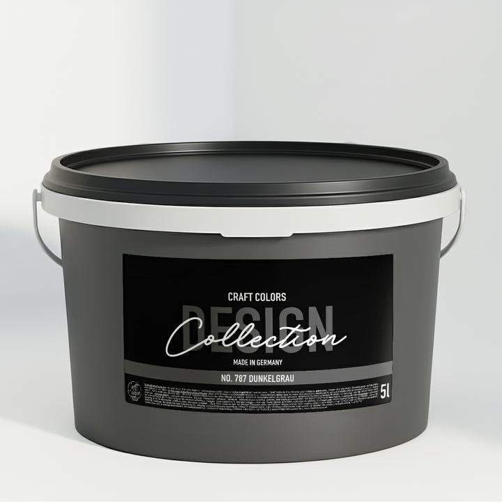 Craft Colors 5L hochwertige Wandfarbe edelmatt – Kreidefarbe No. 787 Dunkelgrau (Dark grey No. 787, 5 l)