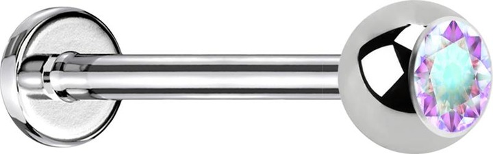 Produktbild Star Piercing Micro Labret silber mit Kugel und Kristall multicolor (Chirurgenstahl 316L, ohne Messing)