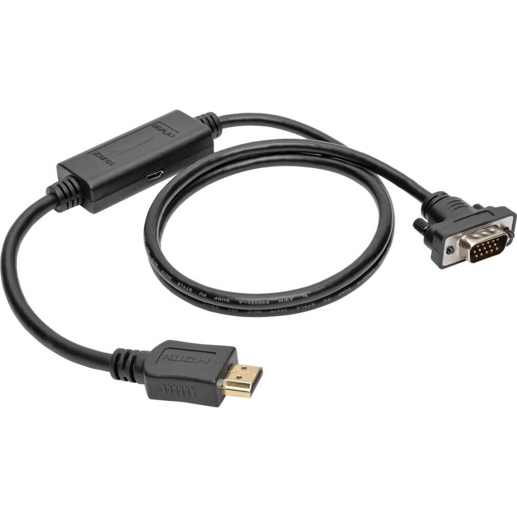 Eaton HDMI to VGA Active Adapter Cable HDMI to Low-Profile HD15 M/M 3ft. 0.9m (0.91 m, HDMI), Video Kabel
