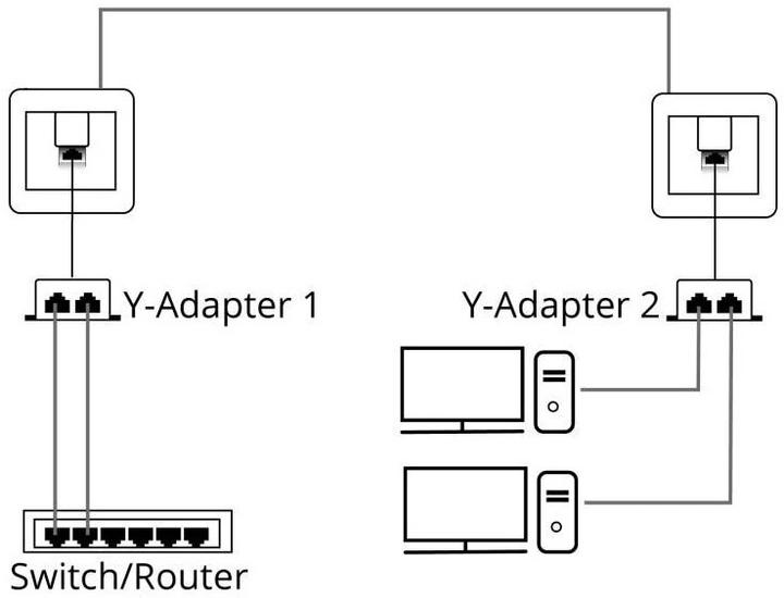 Actual product image Delock RJ45 LAN connection doubler (RJ45, RJ45 (2x))