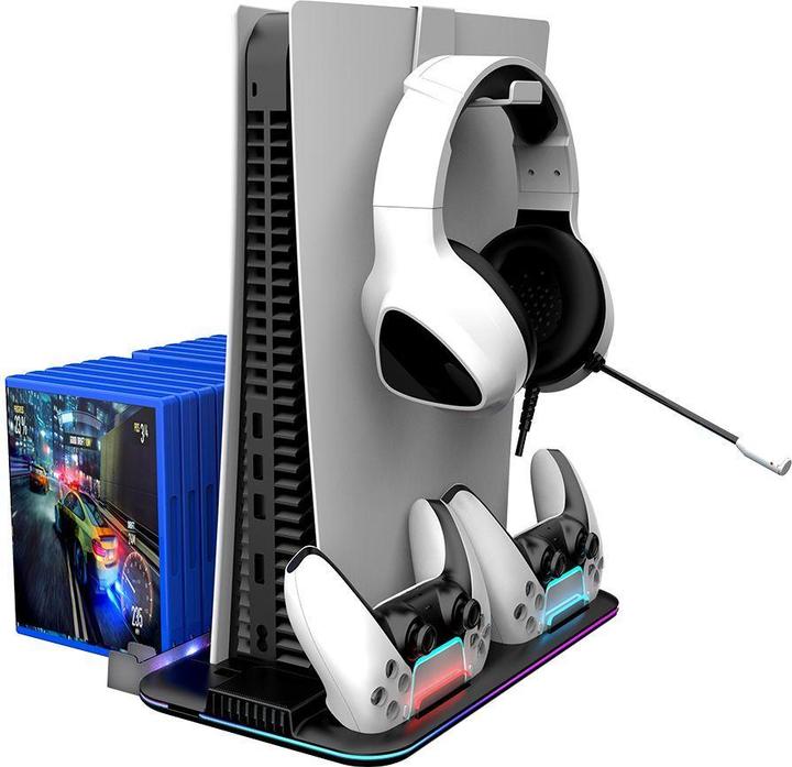Canyon CS-51 - multifiuctional stand for PS5 Slim - with cooling - charging 2 x gamepad - black