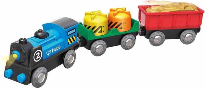 Actual product image Hape battery-powered freight train