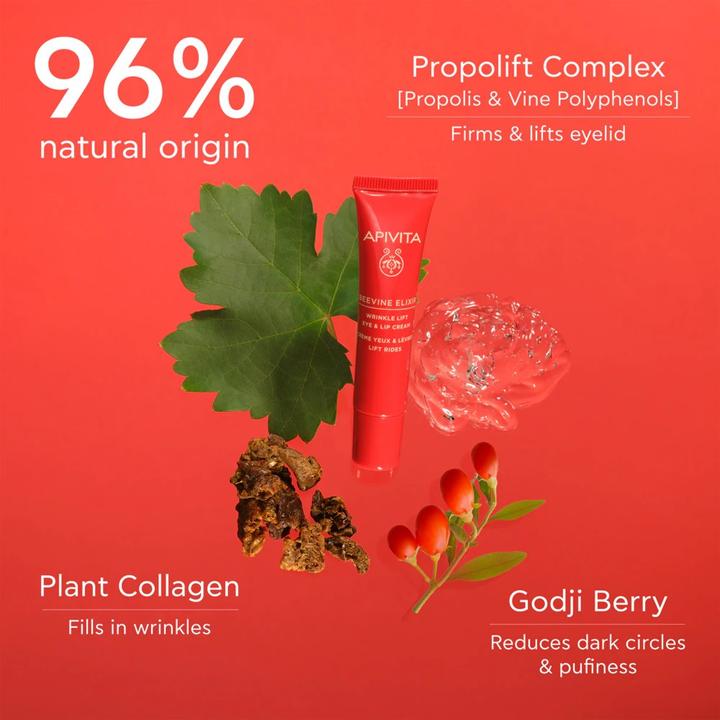 Actual product image Apivita Beevine Elixir Wrinkle Lift Eye & Lip Cream with Polyphenols, Marine Biotech Active & Goji Berry 0.5 (Eye Care Cream, Day, Night, 15 ml)