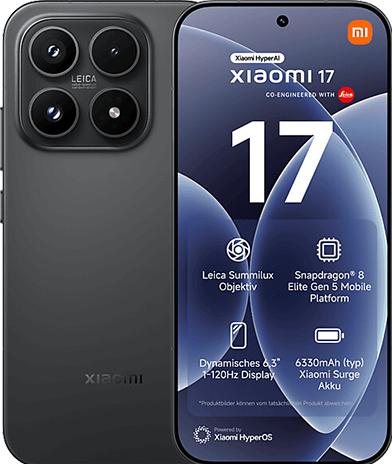 Image du produit Xiaomi 17 (256 Go, Noir, 6.30", Double SIM, 5G)