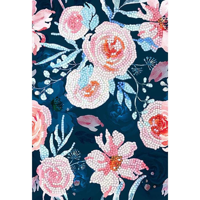 Thumbnail - Craft Buddy, Heft + Block, Hübsche rosa Blumen, Crystal Art Notizbuch