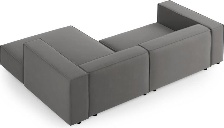 Actual product image Cosmopolitan Design Velvet Right Corner Sofa, "Arendal", 3 Seats, Warm grey, 224x166x70 Made in Europe (3-seater, Corner sofa)