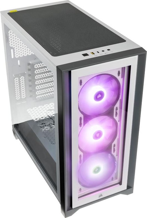 Actual product image Corsair iCUE 4000X RGB Mid-Tower White tempered glass case (ATX, mATX, Mini-ITX, E-ATX)
