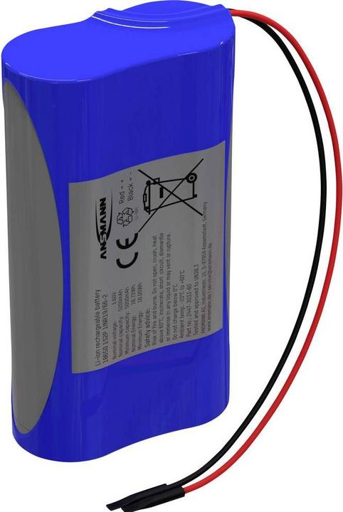 Actual product image Ansmann 1S2P Akkupack 2x 18650 Kabel Li-Ion 3.6V 5200mAh Akkupack 2x Li-Ion 3. (1 pcs., 18650, 5200 mAh)