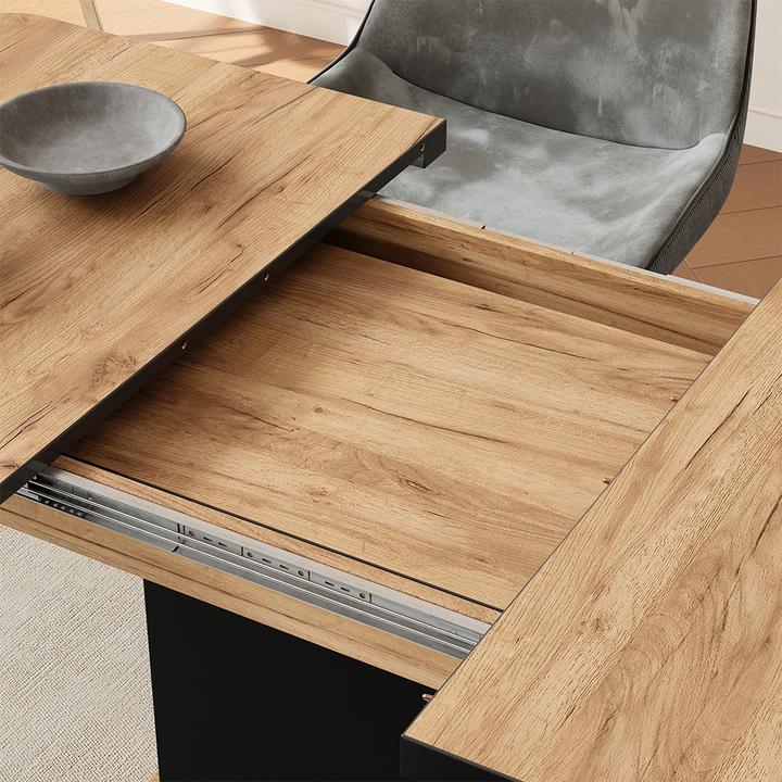 Image du produit Vichy Esstisch Fenaro, Schwarz/Goldkraft Eiche, 120 x 80 cm mit offenen Fächern (120 x 80 cm)