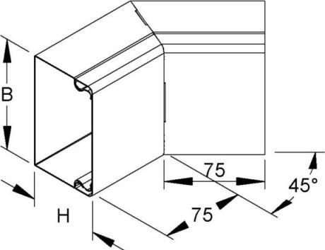 Actual product image Niedax NIE LUIB 60.200 inner corner 45Â° with cover, 60x200 mm strip galvanised