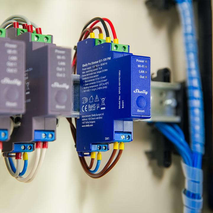 Actual product image Shelly Pro Dimmer 0/1 - 10V PM (Dimming actuator)