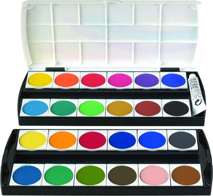 Geha Coffret d'encre opaque - 24 couleurs + 1 blanc opaque (721225) (Multicolore, 24 ml)