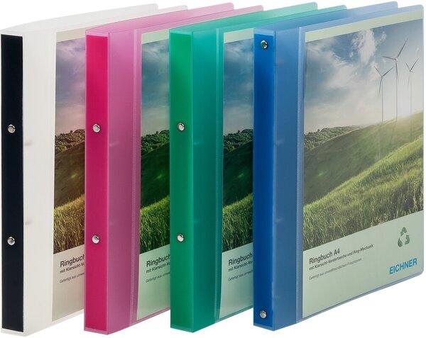 Eichner Presentation ring binder 4-ring green-transparent 2.5 cm DIN A4 (A4, 25 mm, 1 pcs.)