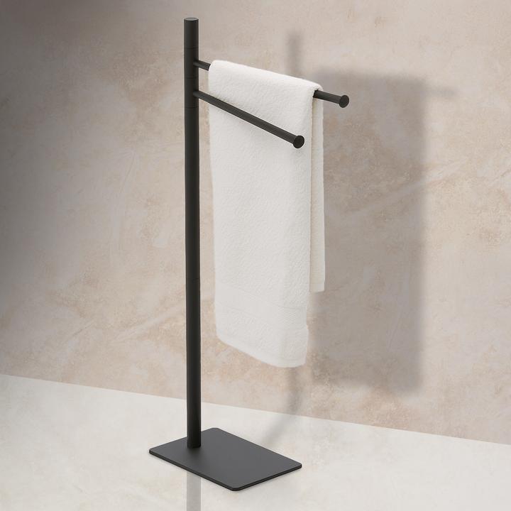 Actual product image Relaxdays - Handtuchständer Edelstahl 2-armig, Schwarz, 78 x 33,5 x 14 cm