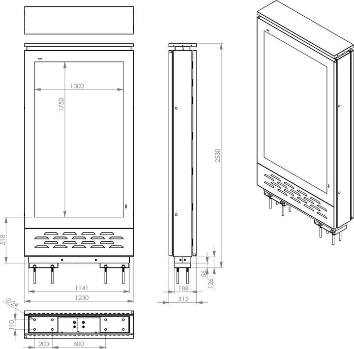 Actual product image DSS Outdoor Stele Portrait 2x79", Metall, Full Outdoor