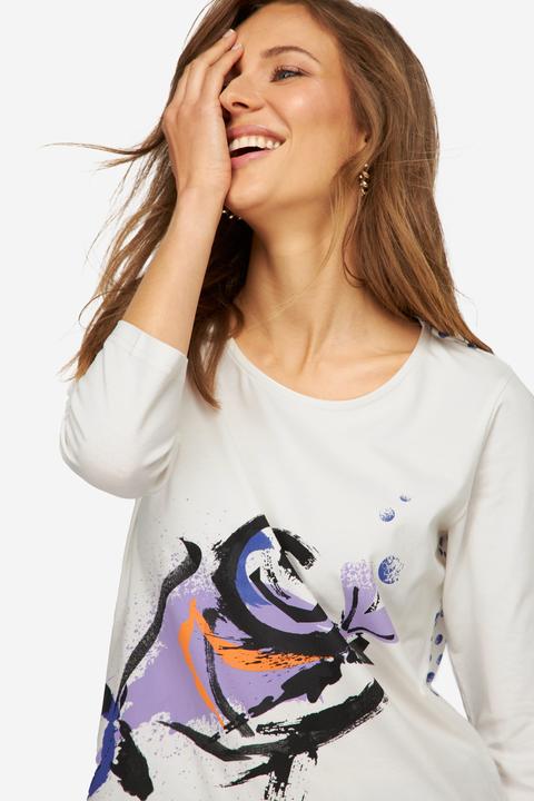 Image du produit Laurasøn T-Shirt, Fisch/Punkte, Rundhals, 3/4-Ärmel, OEKO-TEX (XL)