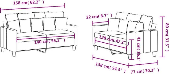 Produktbild VidaXL 2-tlg. Sofagarnitur mit Kissen Hellgelb Stoff,Farbe (2-Sitzer)