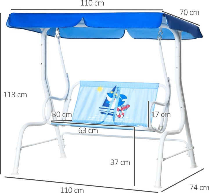 Immagine prodotto Outsunny Altalena Hollywood per bambini con tettuccio regolabile ad angolo (Poltrona per bambini)