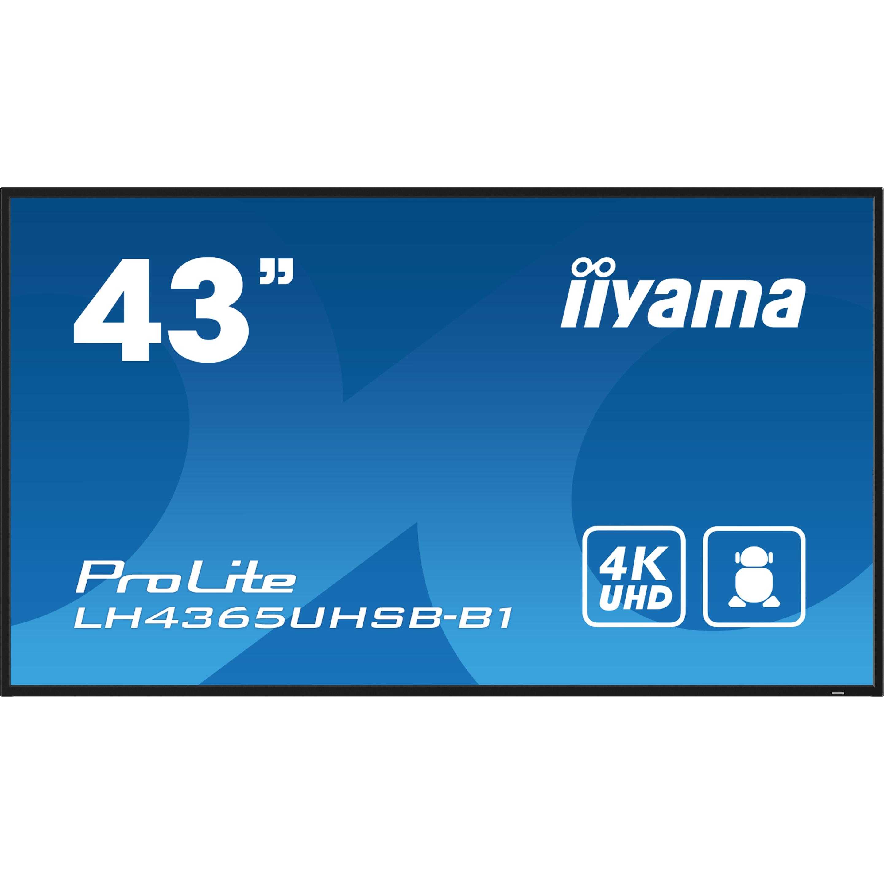 iiyama 43" 3840x2160, UHD IPS panel, Haze 1%, 8 (3840 x 2160 Pixel, 42.50"), Digital Signage, Schwarz
