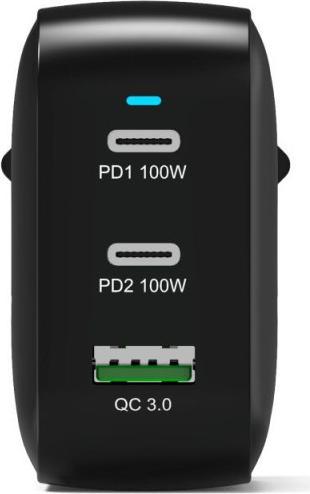 Image du produit Port Designs Port WALL GaN2 CHARGER USB-C & USB-A 100W CtoC CABLE 2m (100 W, 3 ports)