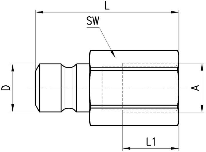 Actual product image Lüdecke Connection nipple for coupling D type, with inside thread (Hitch)