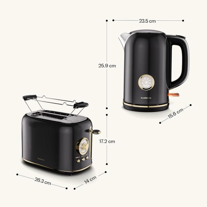 Produktbild Klarstein Retro Frühstücksset: Toaster & Wasserkocher-Set (1.70 l)
