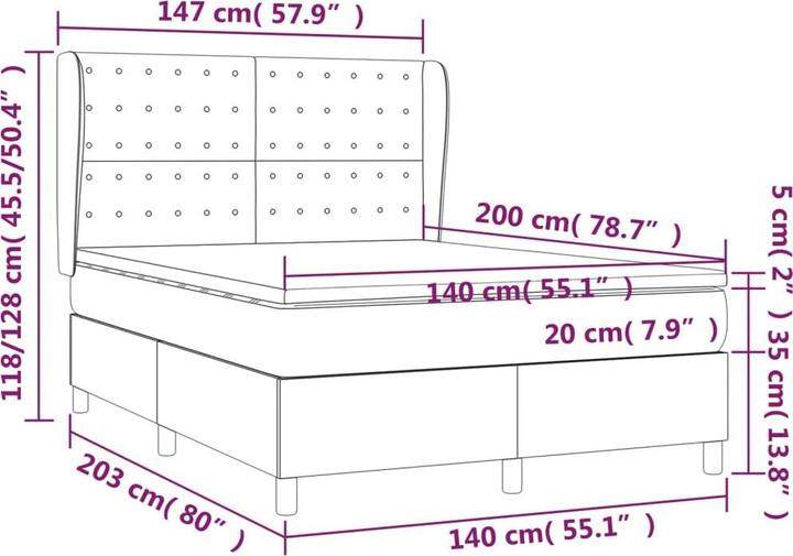 Produktbild vidaXL Boxspringbett (140 x 200 cm)