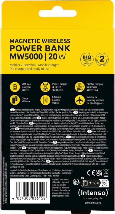 Actual product image Intenso Magn. Wireless Powerbank MW5000 5000 mAh Grey (5000 mAh, 20 W)