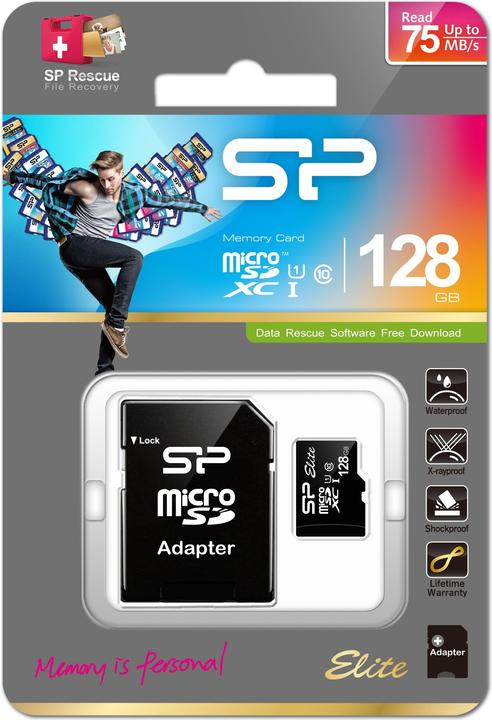 Actual product image Silicon Power Elite UHS-I (128 GB, microSDXC, U1, UHS-I)
