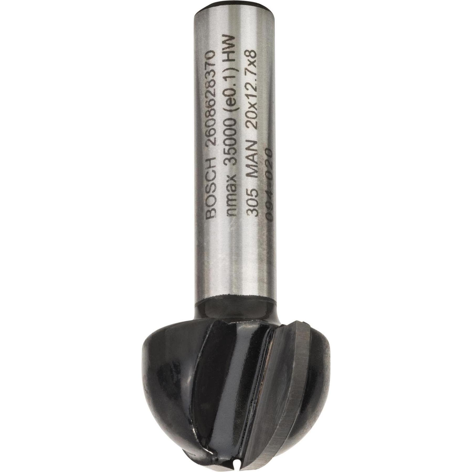 Bosch Professional Zubehör, Fräser, Hohlkehlfräser, 8 mm, R1 10 mm, D 20 mm, L 12,4 mm, G 46 mm