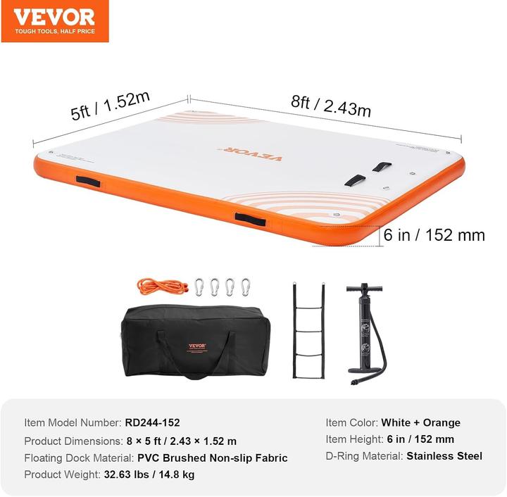 Actual product image Vevor Inflatable Floating Dock Platform