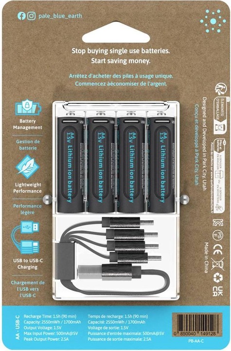 Produktbild Pale Blue AA USB-C (4 Stk., AA, 1700 mAh)