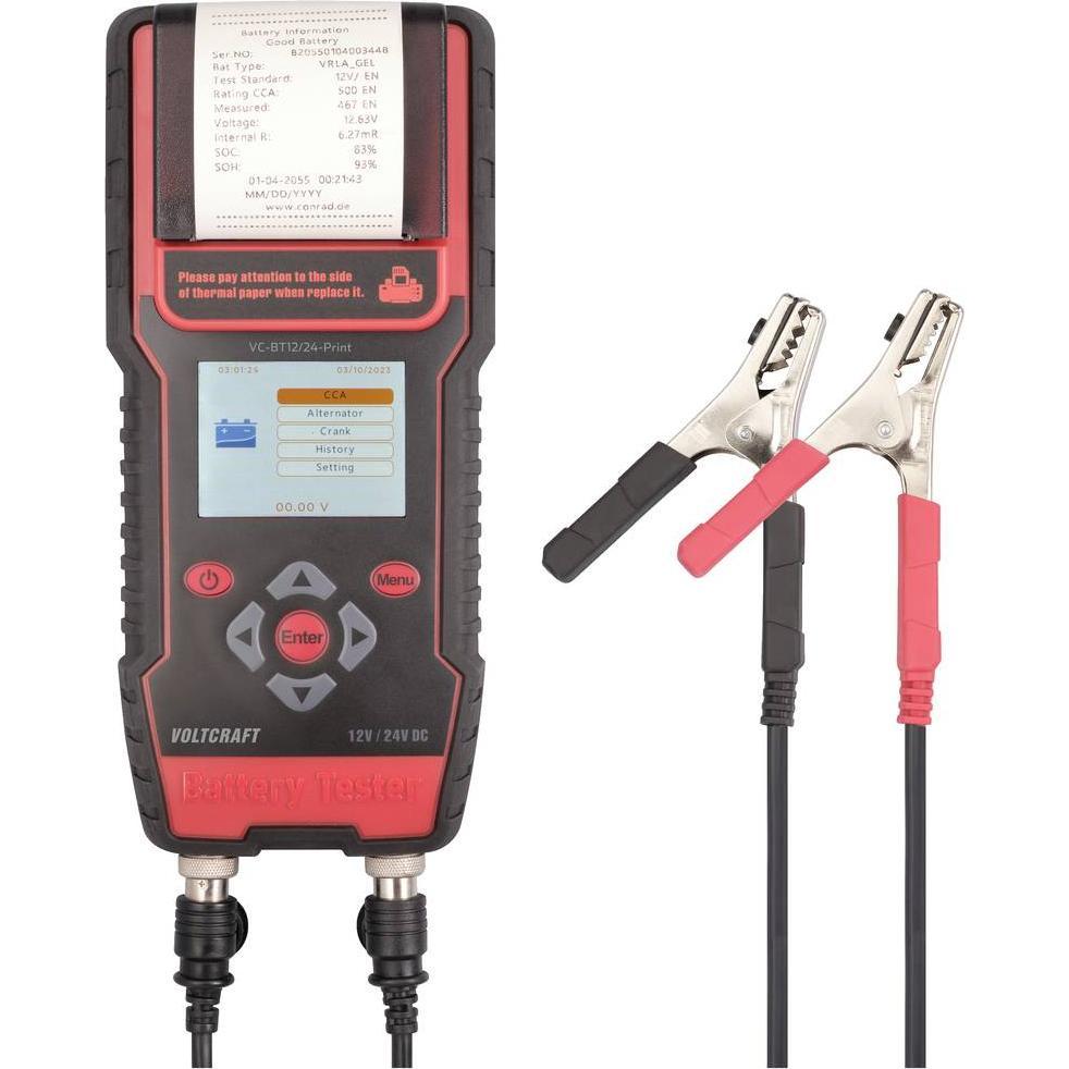 Voltcraft, Accessori per batterie auto, VC-BT12/24-Print tester per batterie auto 12 V, 24V 243mm x 110mm x 59mm