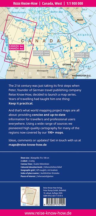 Actual product image Landkarte Kanada, West | Canada, West (1:1.900.000)