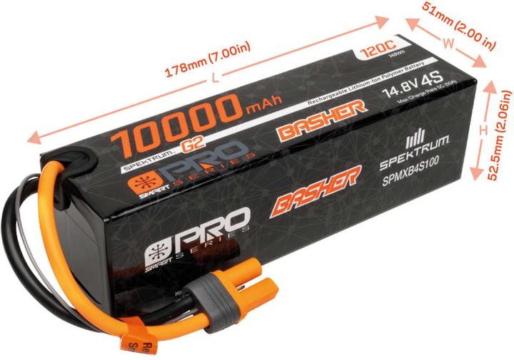 Produktbild 14.8V 10000mAh 4S 120C Smart G2 Pro Basher LiPo: IC5 (14.80 V, 10000 mAh)