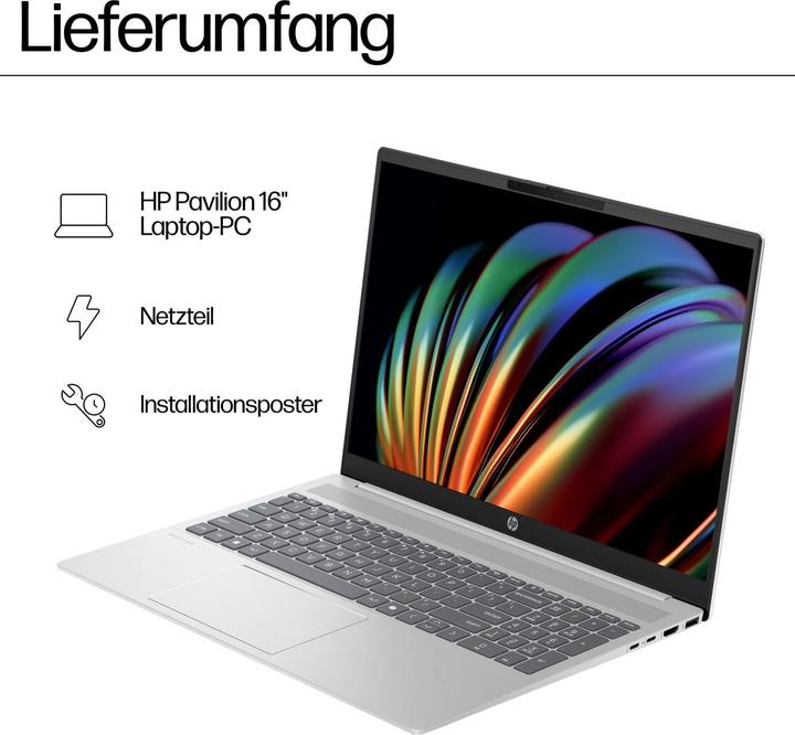 Produktbild HP Pavilion 16-af0173ng 16" WUXGA IPS, Intel Core Ultra 7 155U, 16GB RAM, 512GB SSD, Windows 11 (16", 16 GB, 512 GB, DE)