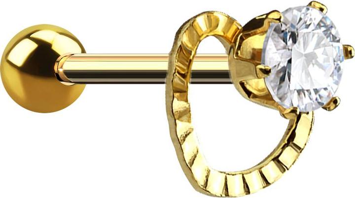 Immagine prodotto Star Piercing Micro Barbell vergoldet Kristall mit Herz (Ottone, Acciaio chirurgico 316L)