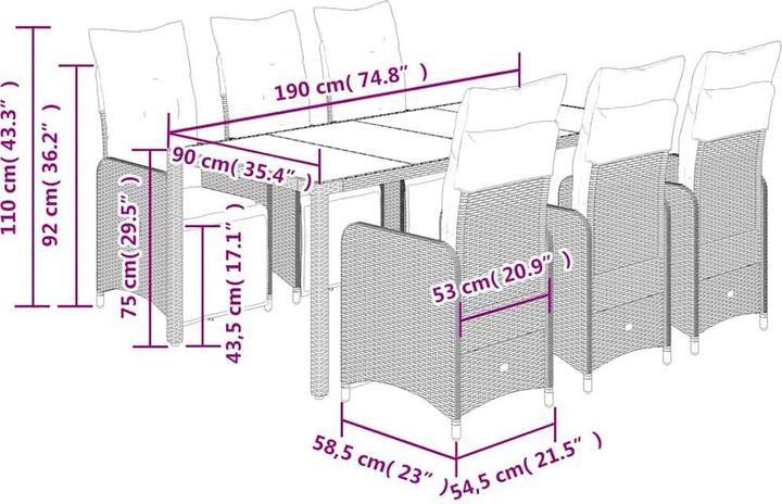 Produktbild vidaXL Bistro Set (190 x 90 x 75 cm)