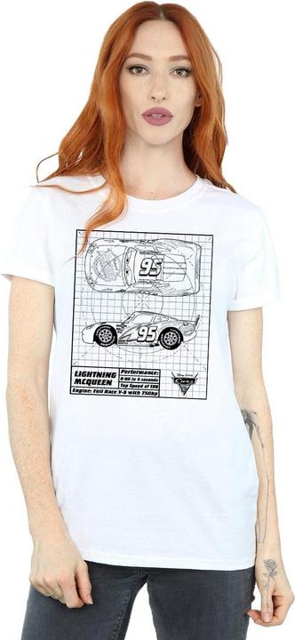 Immagine prodotto Disney Cars Lightning McQueen Blueprint Maglietta Ampia Donna (S)
