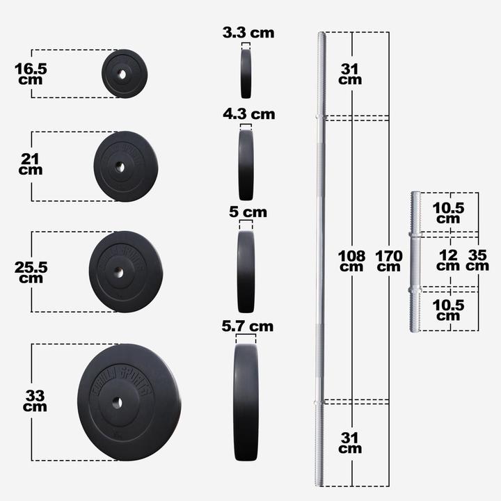 Produktbild Gorilla Sports Sz-Curlhantelset (2 x 10 kg, 4 x 5 kg, 4 x 2.5 kg, 4 x 1.25 kg)