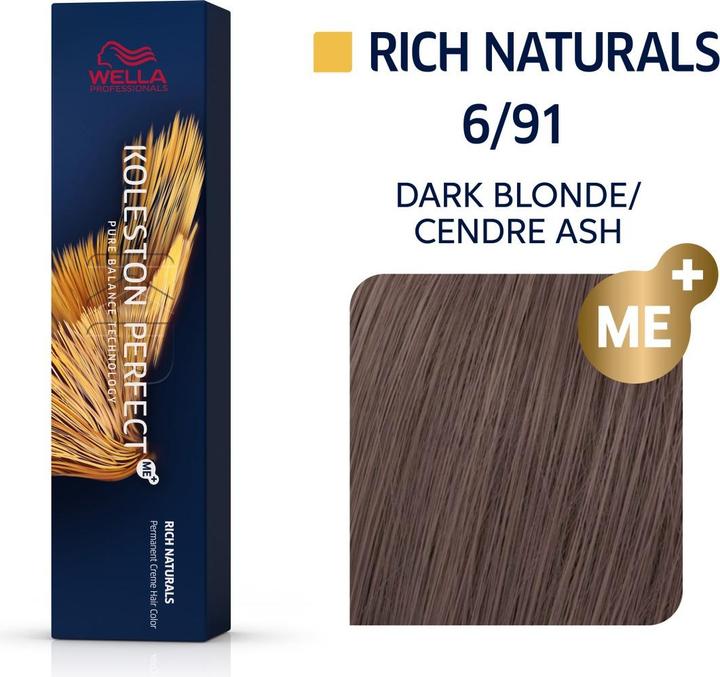 Produktbild Wella Koleston Perfect Rich Naturals 6/91 dunkelblond cendre-asch 60 ml (6/91 dunkelblond cendré-asch)