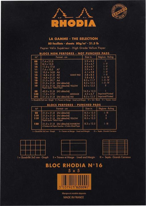 Image du produit Rhodia Bases (A5, Quadrillé, Couverture rigide)