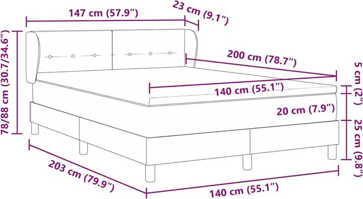 Produktbild vidaXL Boxspringbett (140 x 200 cm)