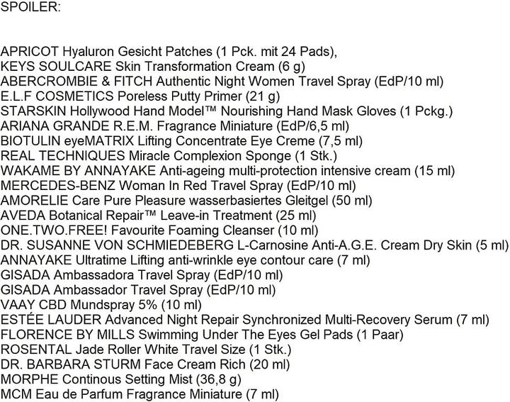 Nutritional values and ingredients Douglas 2022 Beauty
