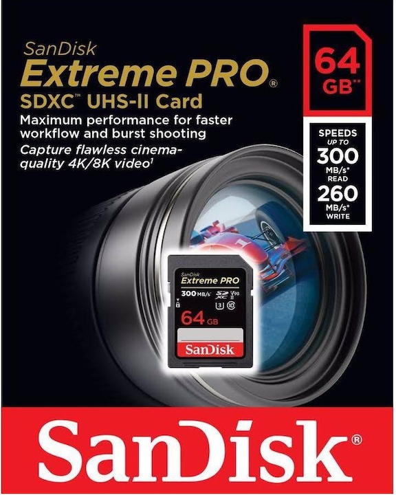 Actual product image SanDisk Extreme Pro (64 GB, SDXC, U3, UHS-II)