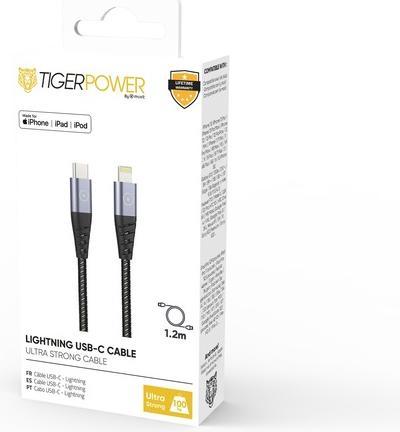 Produktbild Muvit Tiger Cable Ultra Resistant Type C/Lightning Mfi 1.2m Gris (1.20 m, USB 2.0)