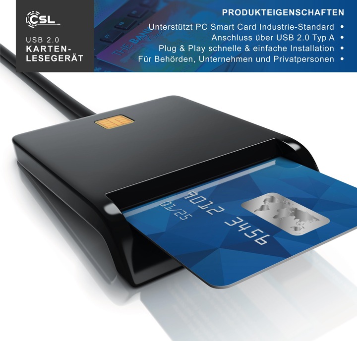 Produktbild CSL HBCI Chipkartenleser, USB Karten Leser HBCI fähig für eine schnelle Online-Identifizierung (USB)