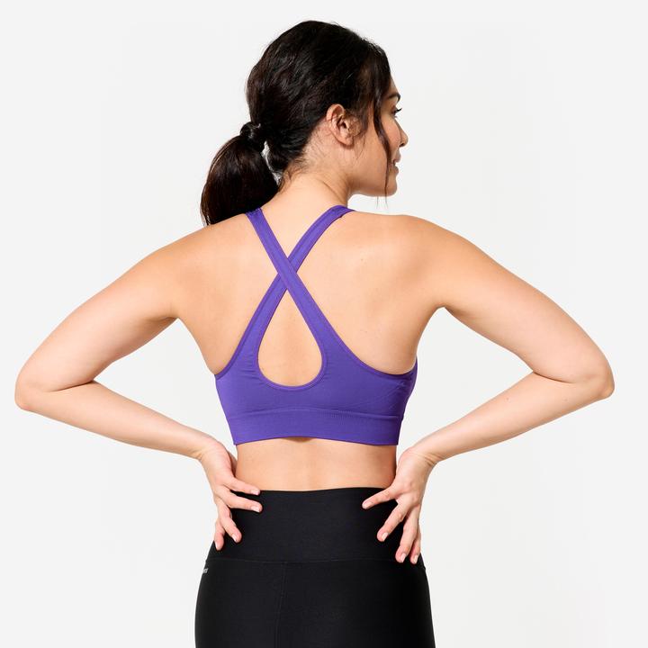 Immagine prodotto Decathlon Bustier sportivo da donna con spalline incrociate per un sostegno leggero - viola (L)
