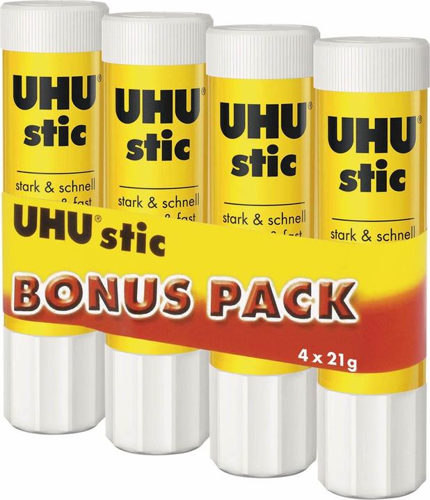 Produktbild UHU Klebestift Sparset, 4 Stück, lösungsmittelfrei, klebestark, recycelbar
