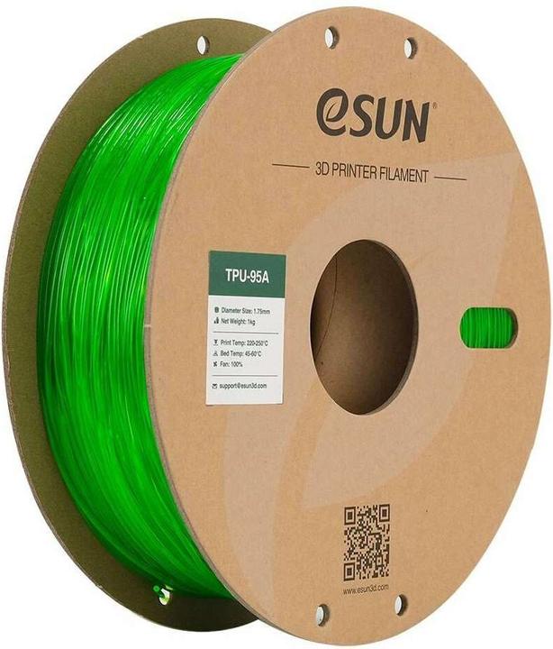 Actual product image eSUN eTPU-95A 1.75mm Tr. Blue 1kg 3D Filament (TPU, 1.75 mm, 1000 g, Green)